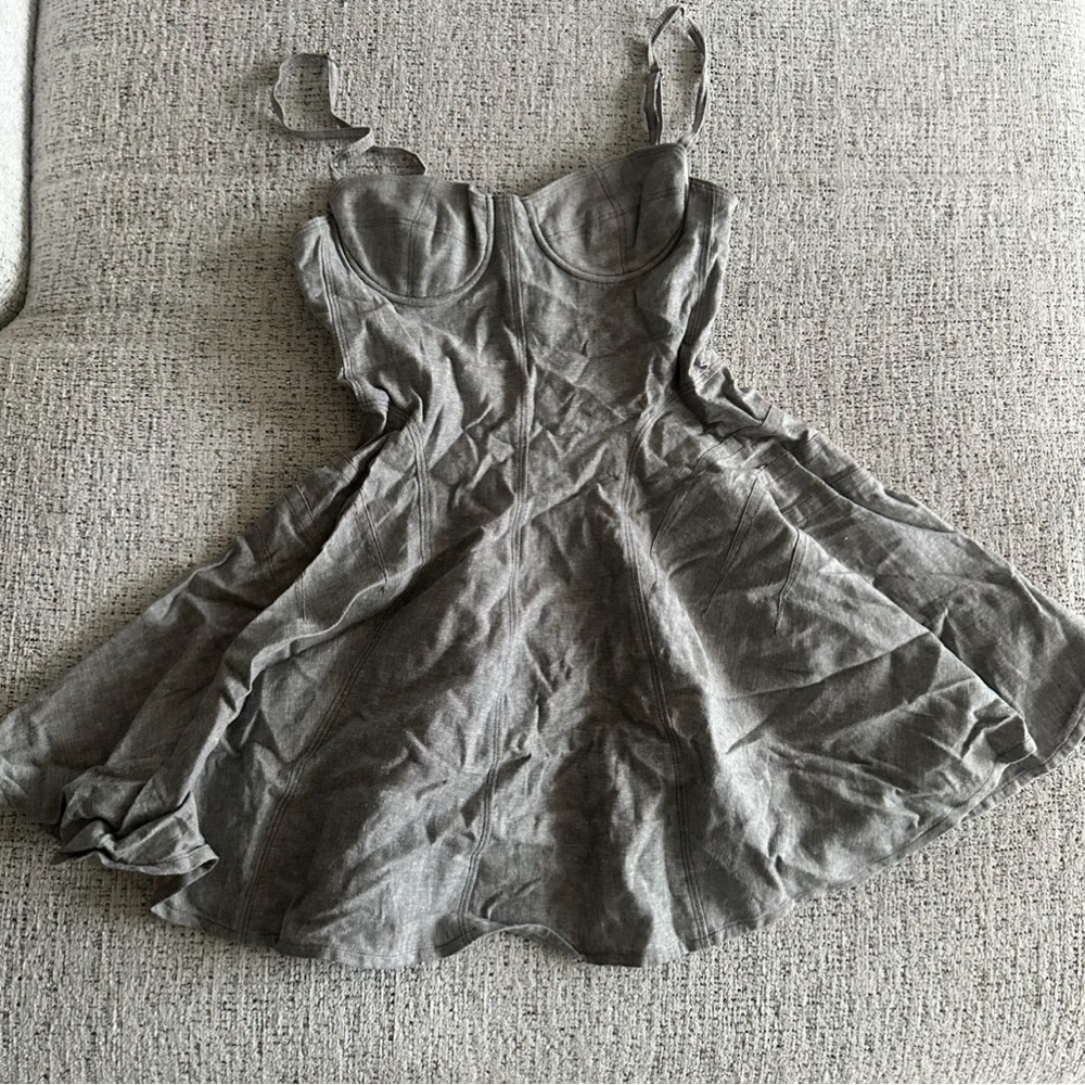 VENA CAVA linen flowy mini flare dress  -  size 4 gray